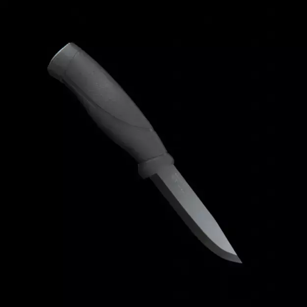 Knife Stainless Steel black Rubber Handle Low-poly 3D model