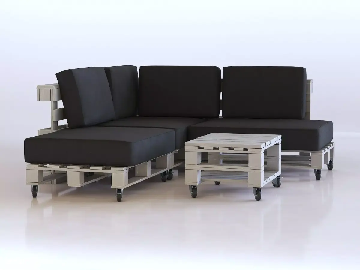 Living room pallet furniture 3D model
