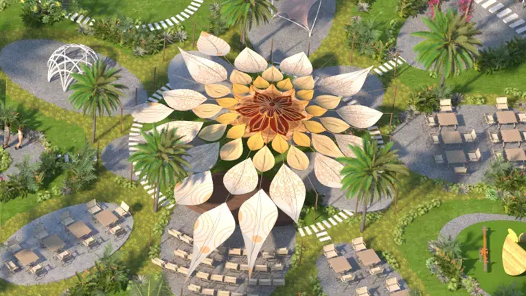 Pavillon shade sun-flower Low-poly 3D model  Low-poly 3D model