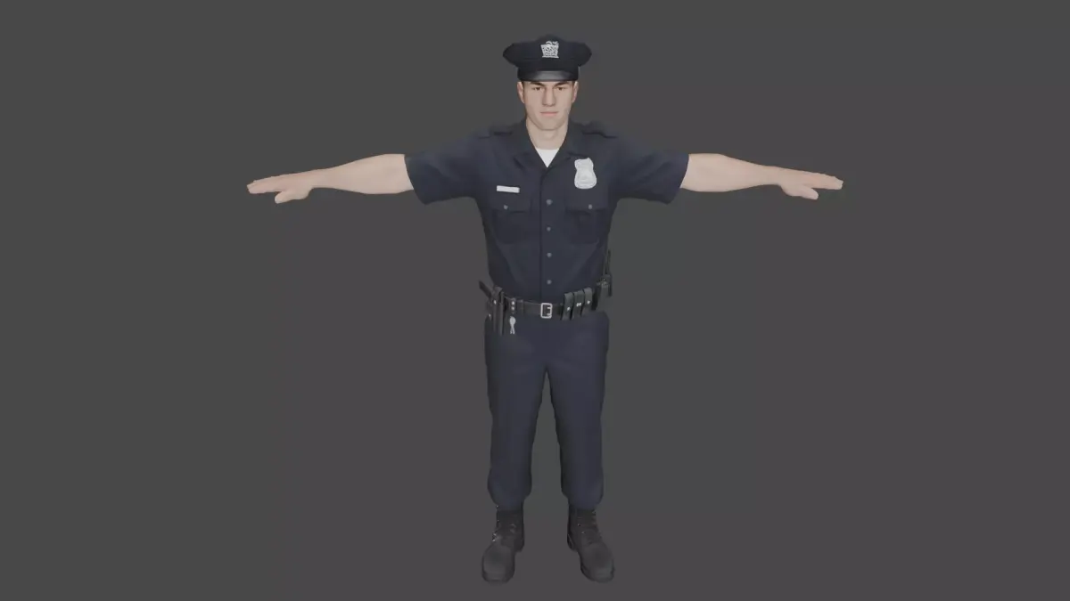Police Officer Security man Rigged and Animated 3D model