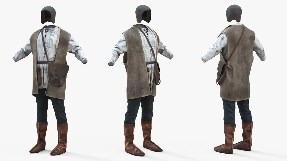 Medieval Simple Clothes Set 3D model purchase