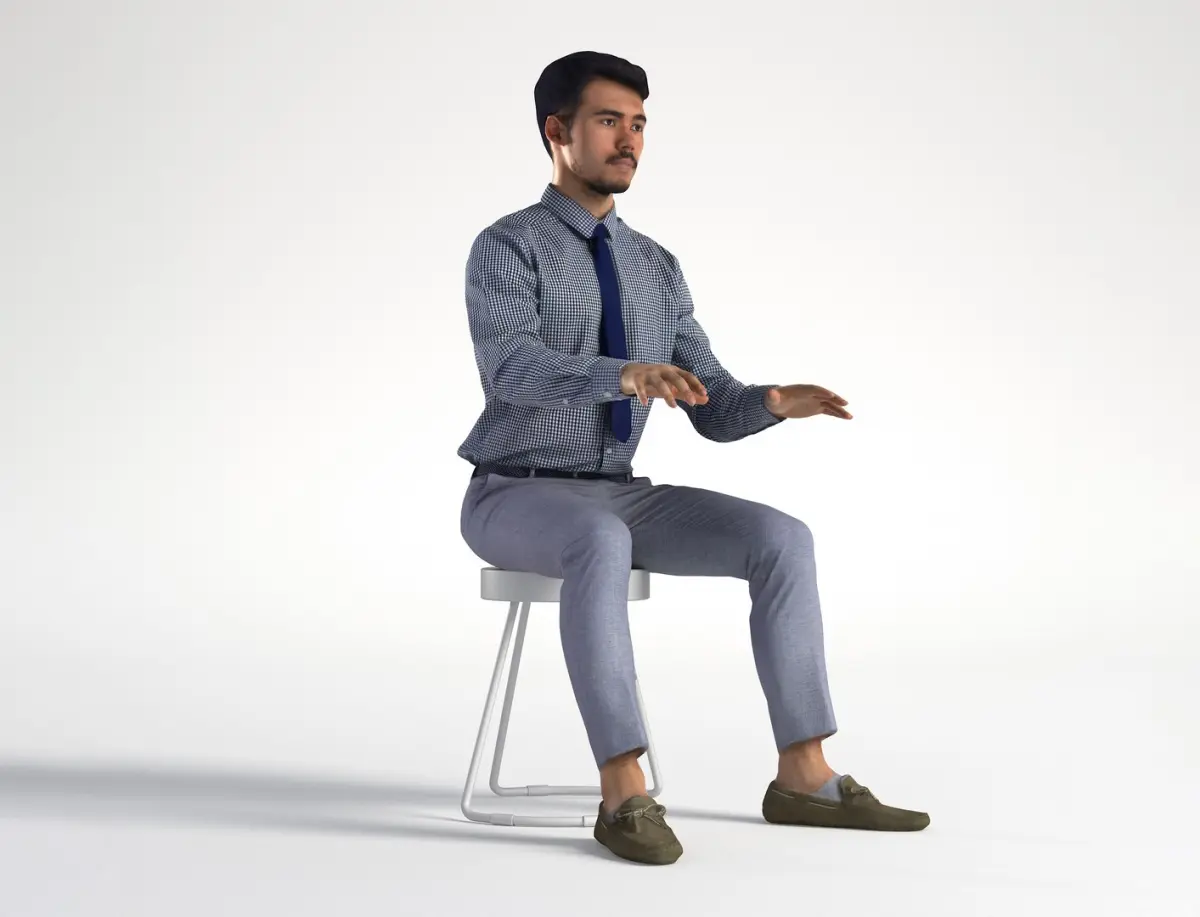 People Man Rizzy 1374 Business Office Sitting Low poly 3D model