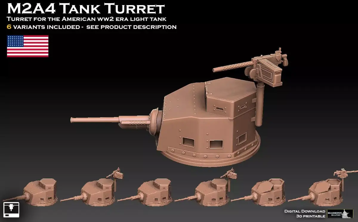 M2A4 Tank Turret 3D print model