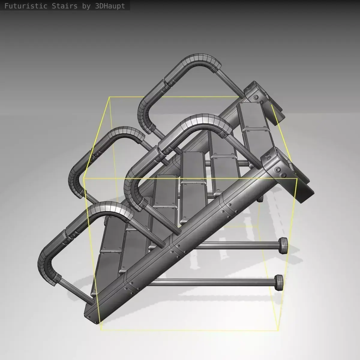 Futuristic Stairs - 25 - Basic Textures Low-poly 3D model purchase