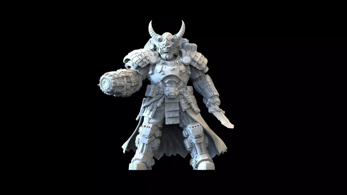 Sci-Fi Chaos Warrior   Armored Demon Knight Miniature  Tabletop  3D print model
