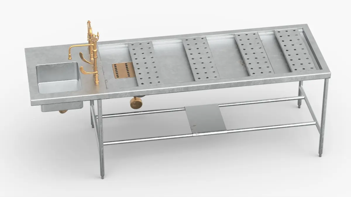 Forensic Pathology Station with Integrated Faucet 3D model