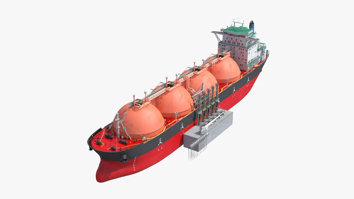 Gas Carrier Ship and LNG Pier 3D model purchase