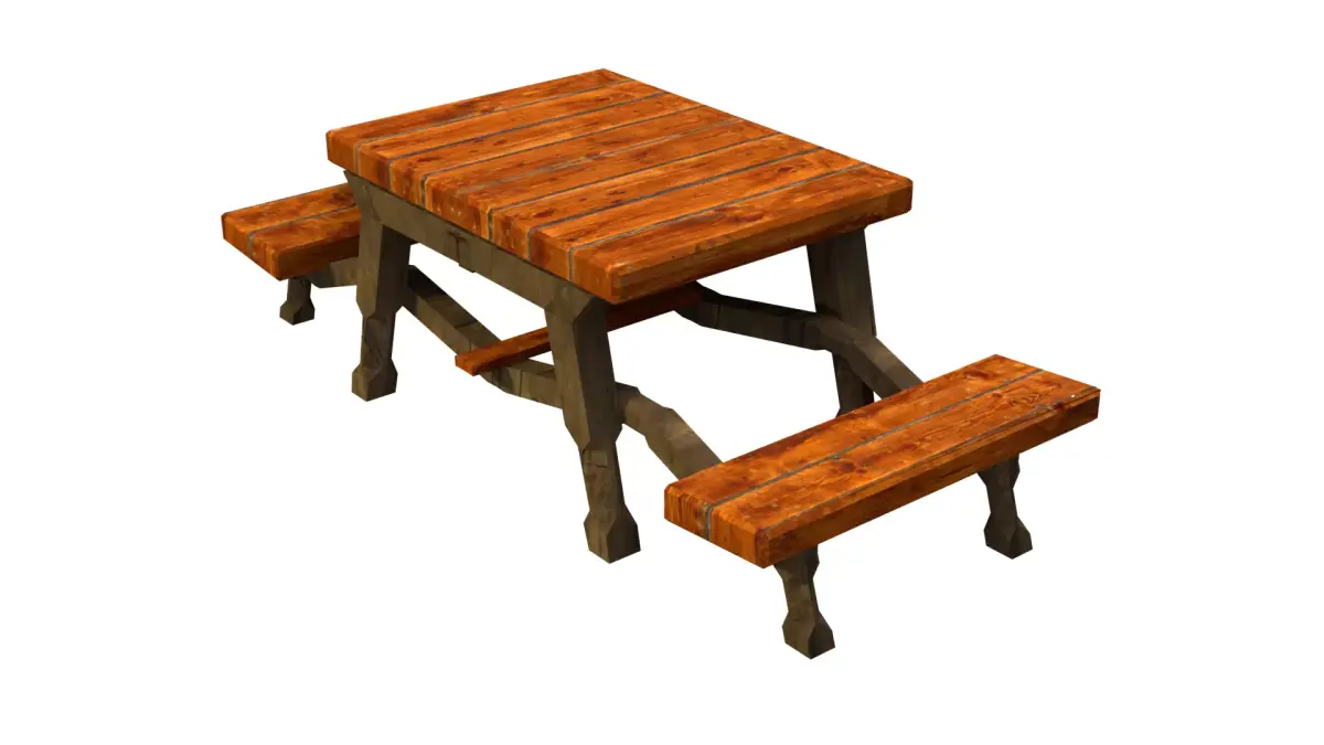 Game-Ready Low Poly Wooden hotel Bench 3D Model Outdoor Low-poly 3D model