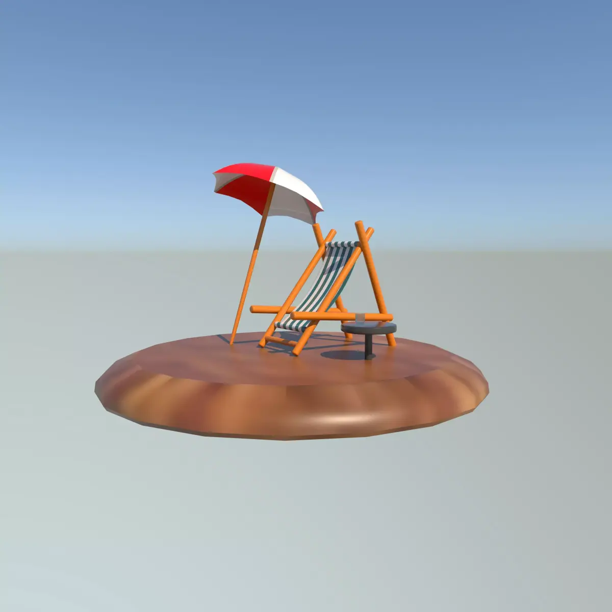 Parasol beach 3d modeiln Low-poly 3D model