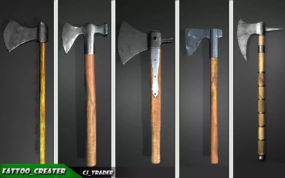 Medieval PBR Axe Collection Pack Low-Poly 3D Model purchase