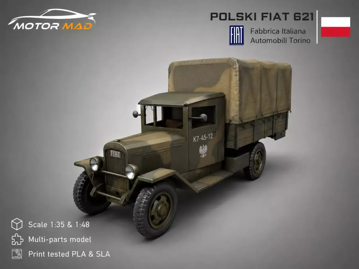 Polski Fiat 621 L - WW2 Polish Army Truck 3D print model