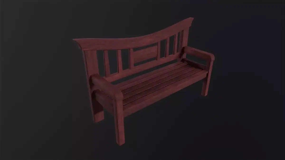 Asian wooden bench 3D Model Low-poly 3D model