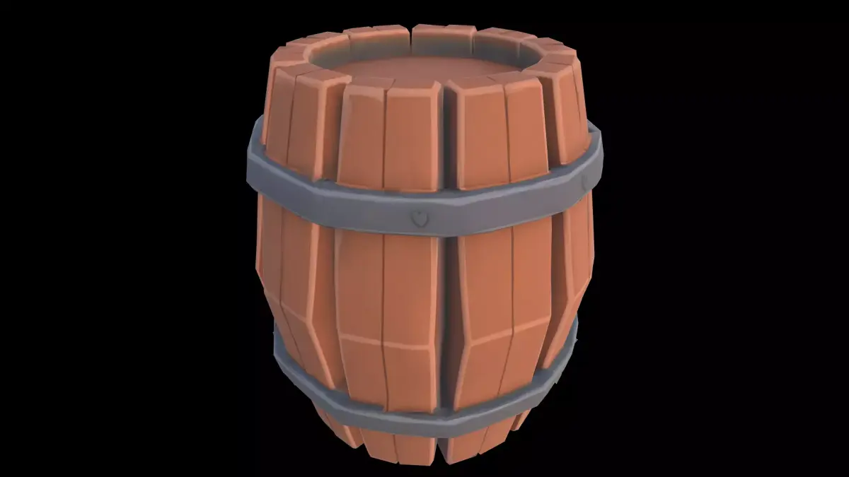 Low Poly Stylized Medieval Wooden Barrel Variant C Low-poly 3D model