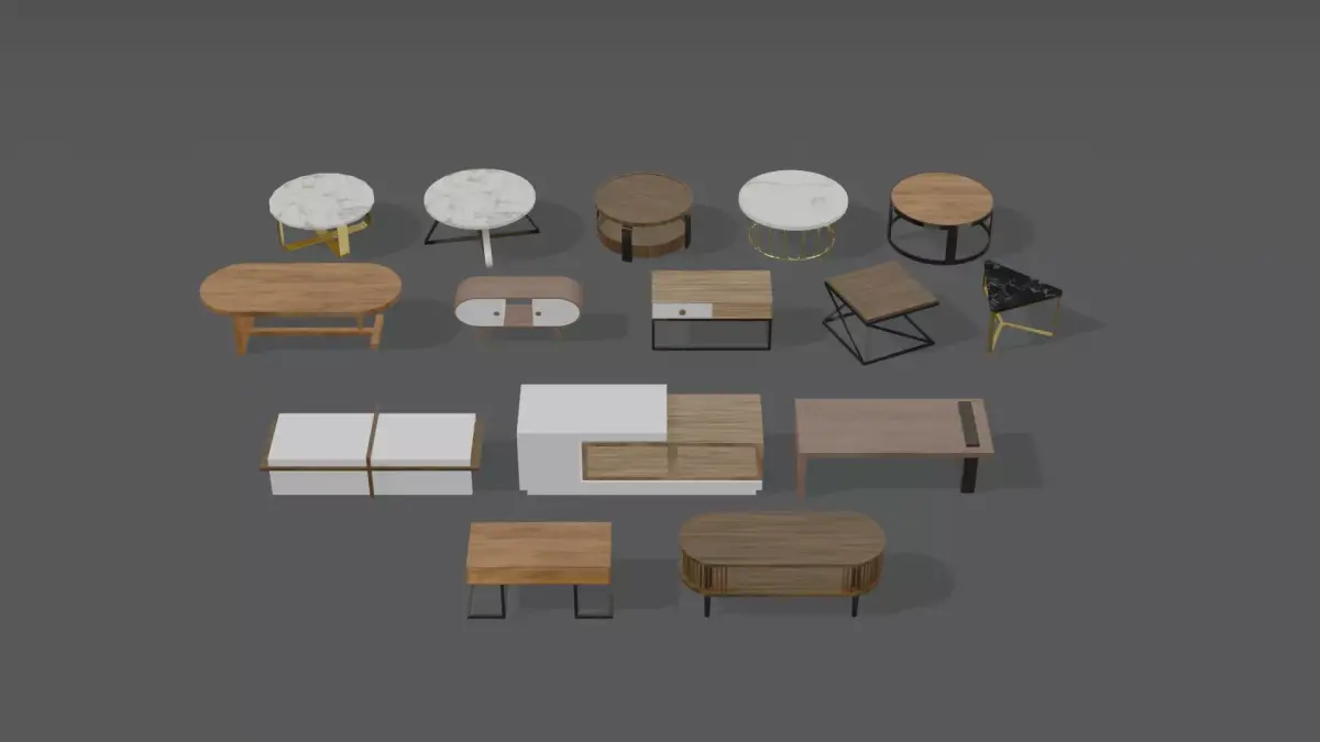 Low Polly Modern Coffee Table Set Free low-poly 3D model