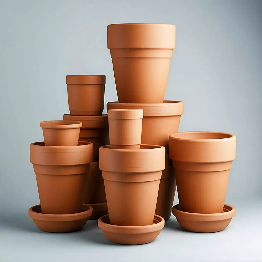 Terracotta Plant Pots Collection 3D Model Low-poly 3D model