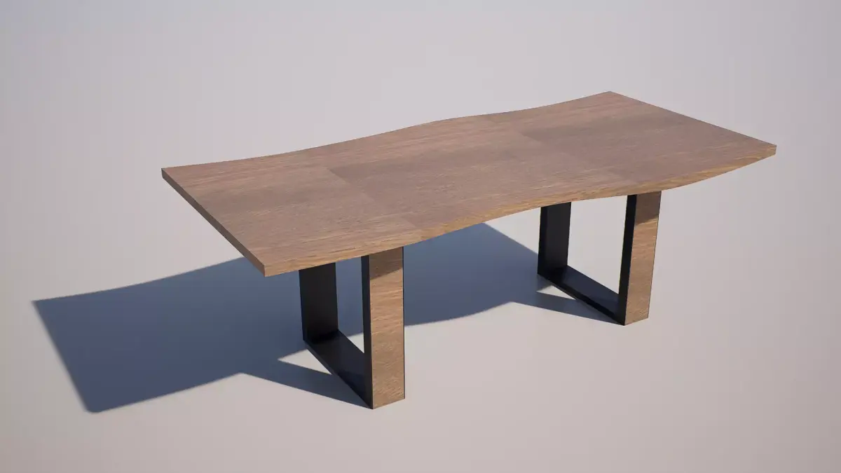 Rustic Live Edge Desk Table 3 Modern Organic Furniture 3D Model Low-poly 3D model