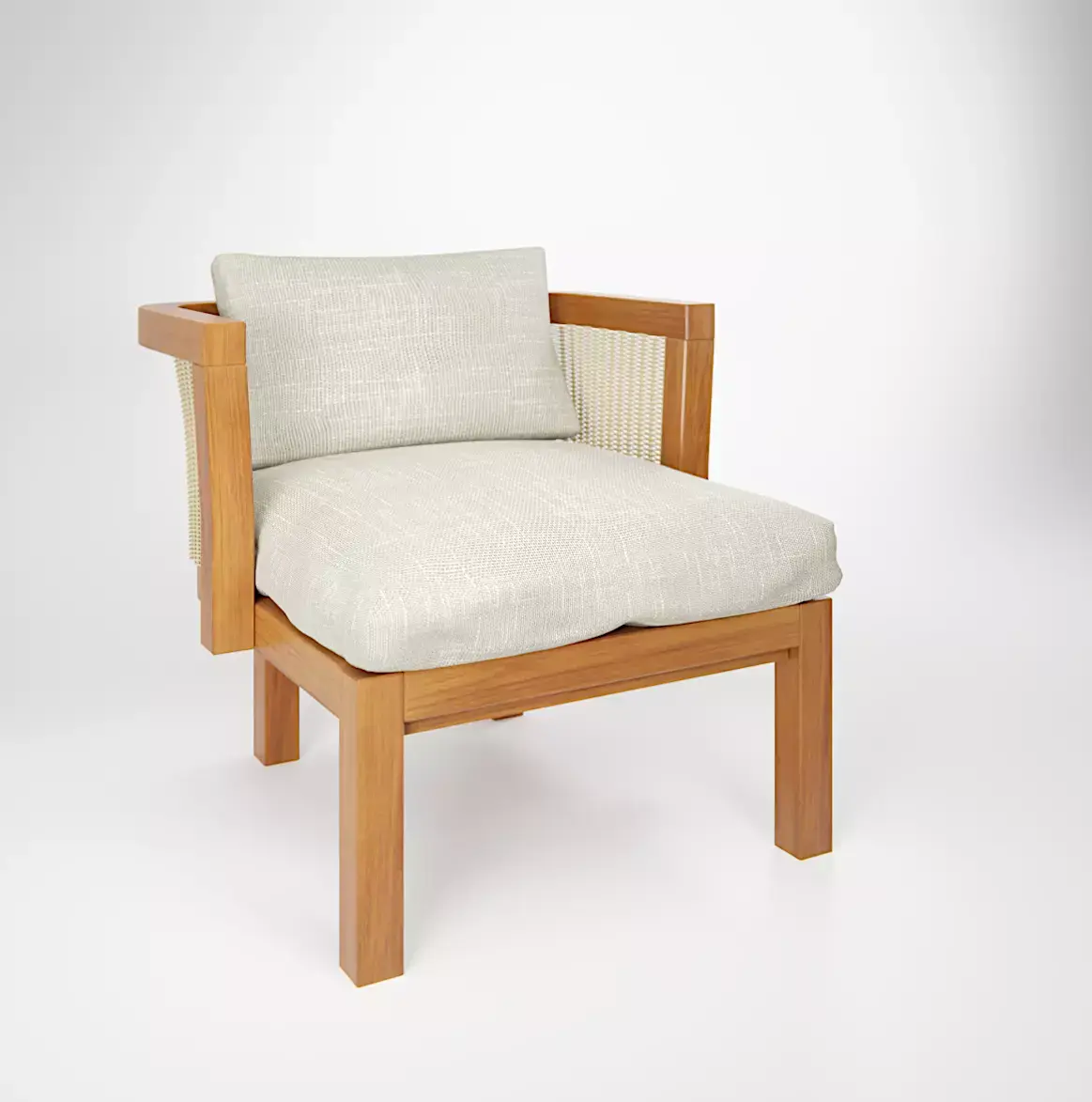 GlampSofa S lounge chair in teak and linen Free 3D model