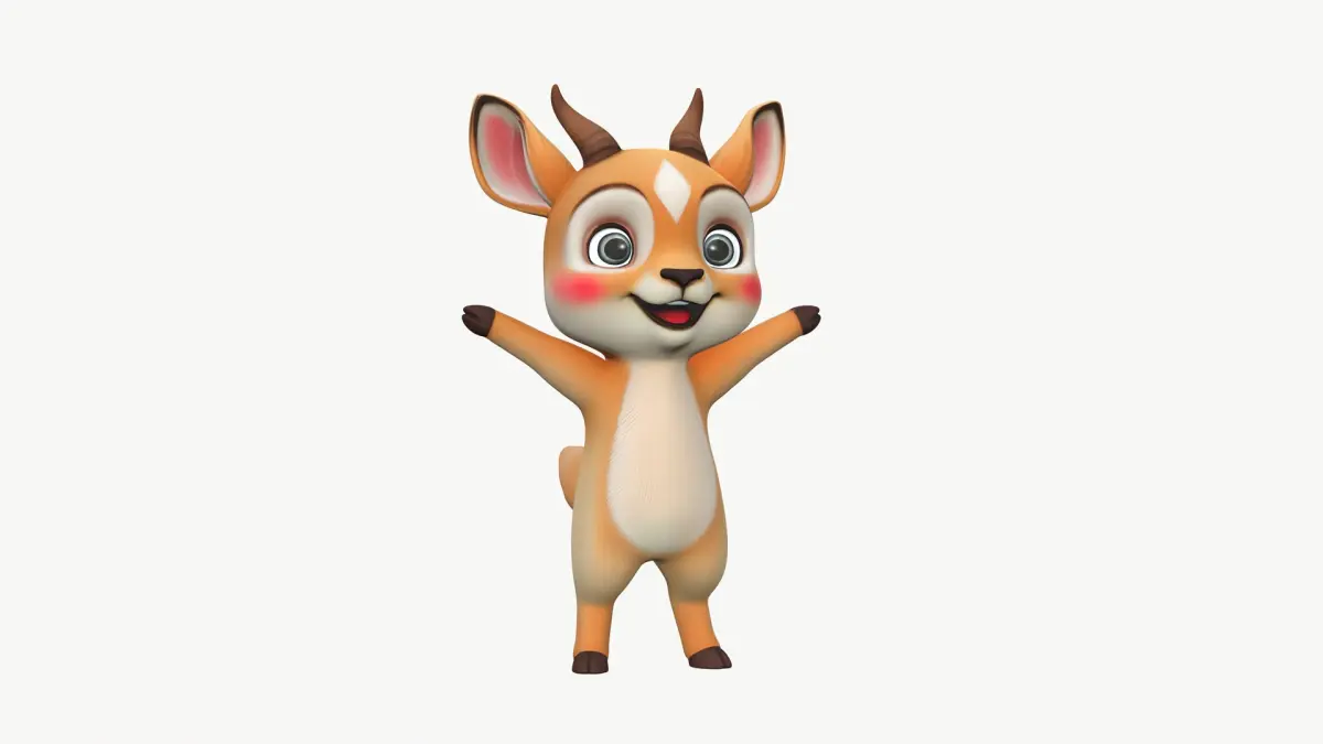 High-Quality Stylized Character Cartoon Gazelle 3D model