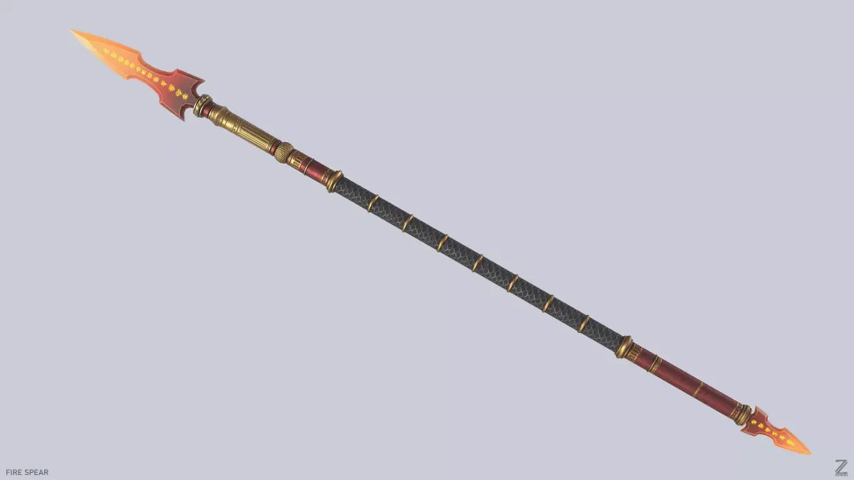 Fire spear Low-poly 3D model get