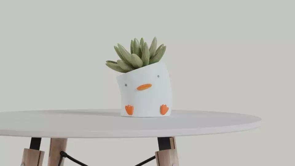 Cute Duckling Planter 3D Printable STL and OBJ for Any Plant 3D print model