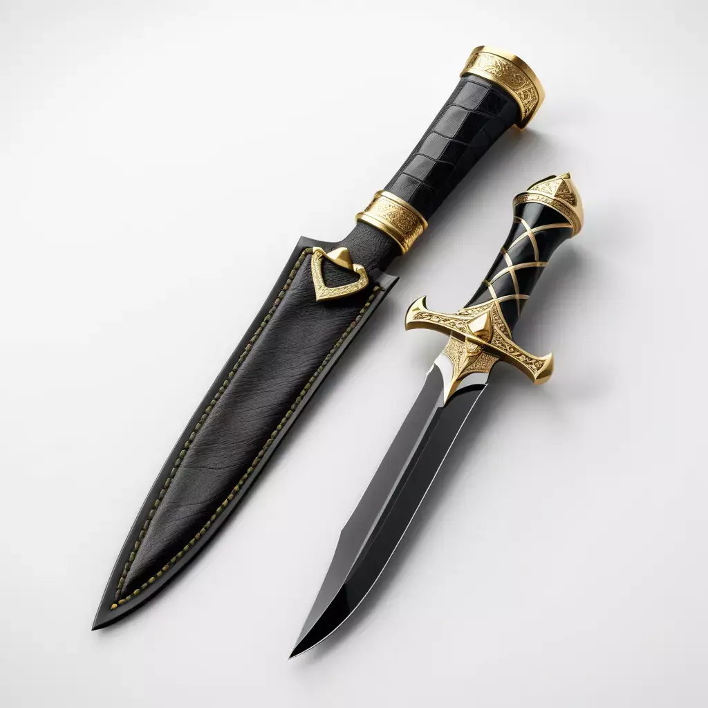 Obsidian Dagger with Gold Inlay 3D model