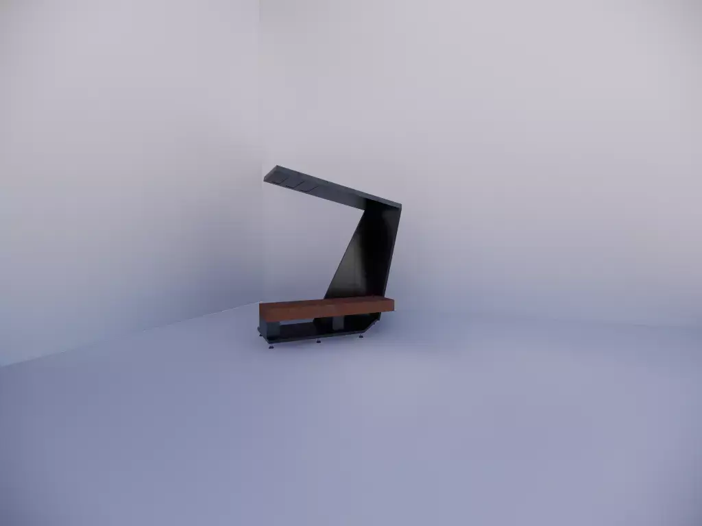 Bench desk with lamp Low-poly 3D model