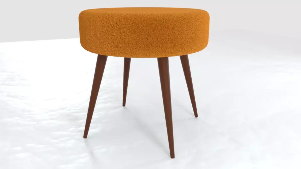 stool orange with wooden legs Free 3D model