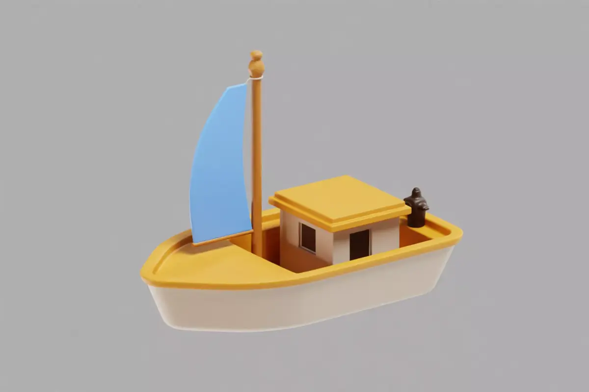 Yacht Cartoon Low-poly 3D model