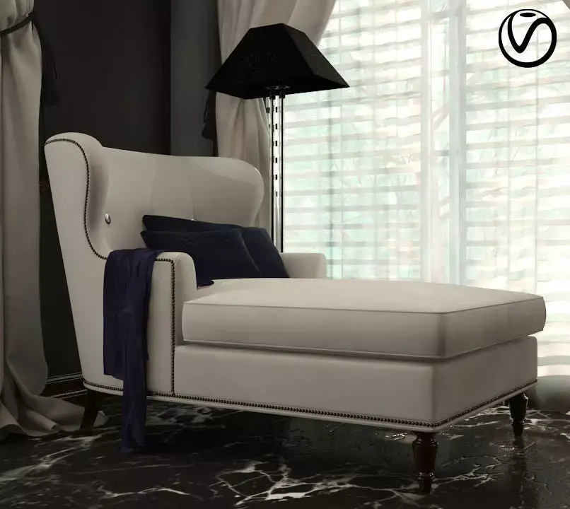 Wing Chair cum Divan Free 3D model