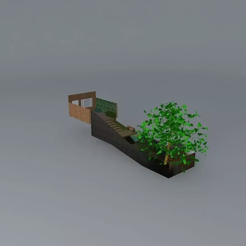 Steeply sloping garden with steps  Free 3D model