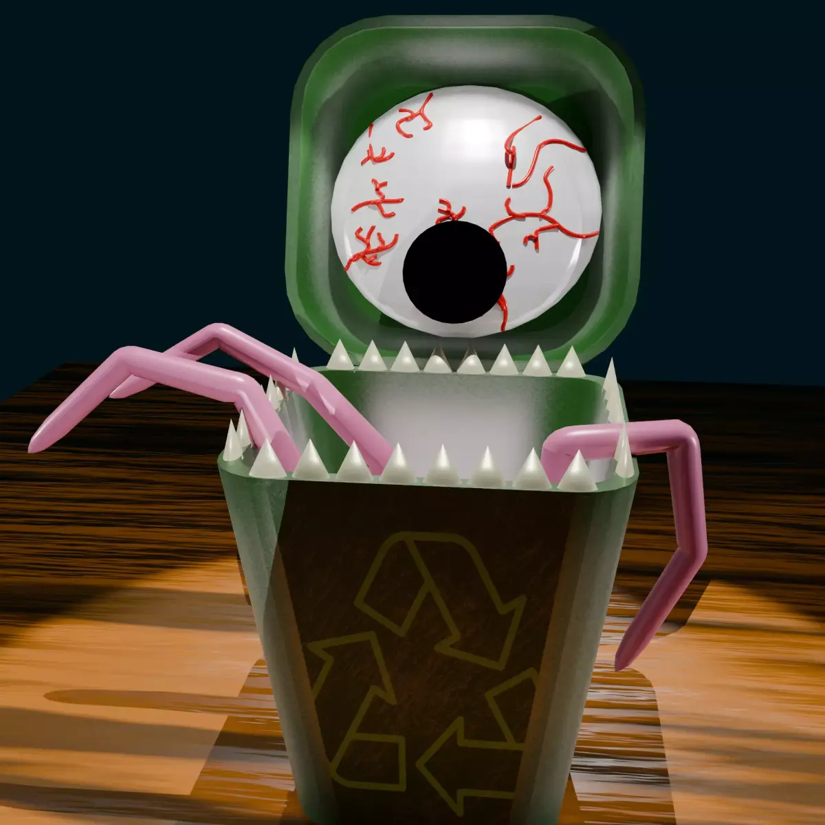 TrashCan Monster Low-poly 3D model