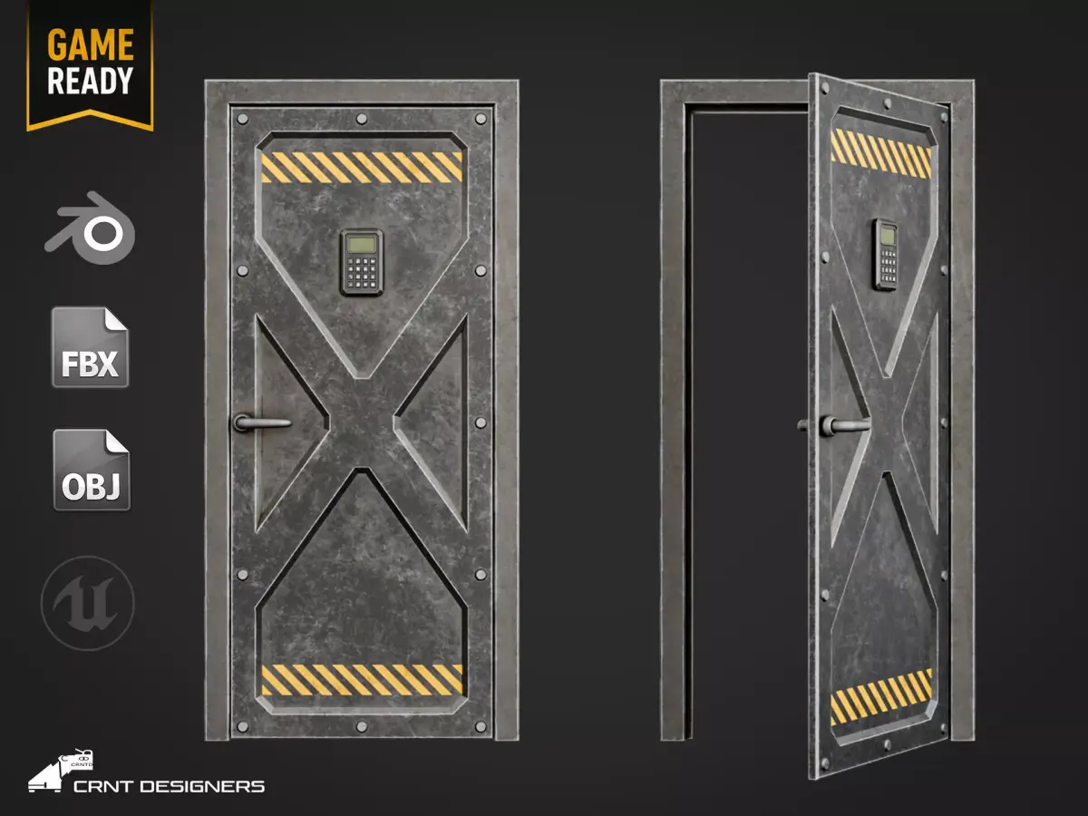 Military Security Door - UE4 And UE5 Optimized Low-poly 3D model