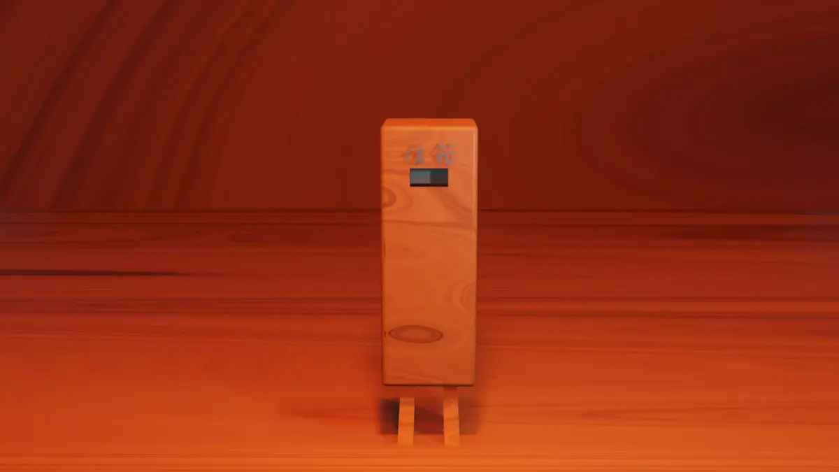 Wooden mailbox with silver Chinese scripts on body Low-poly 3D model