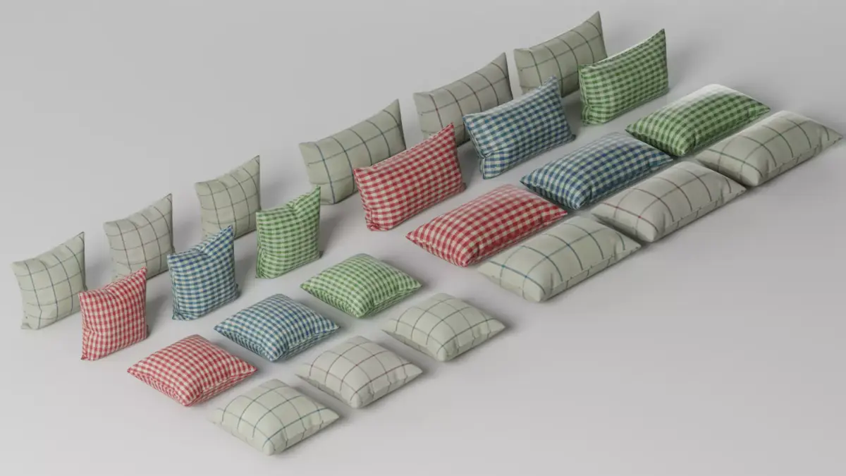 24 Pillows pack Free 3D model