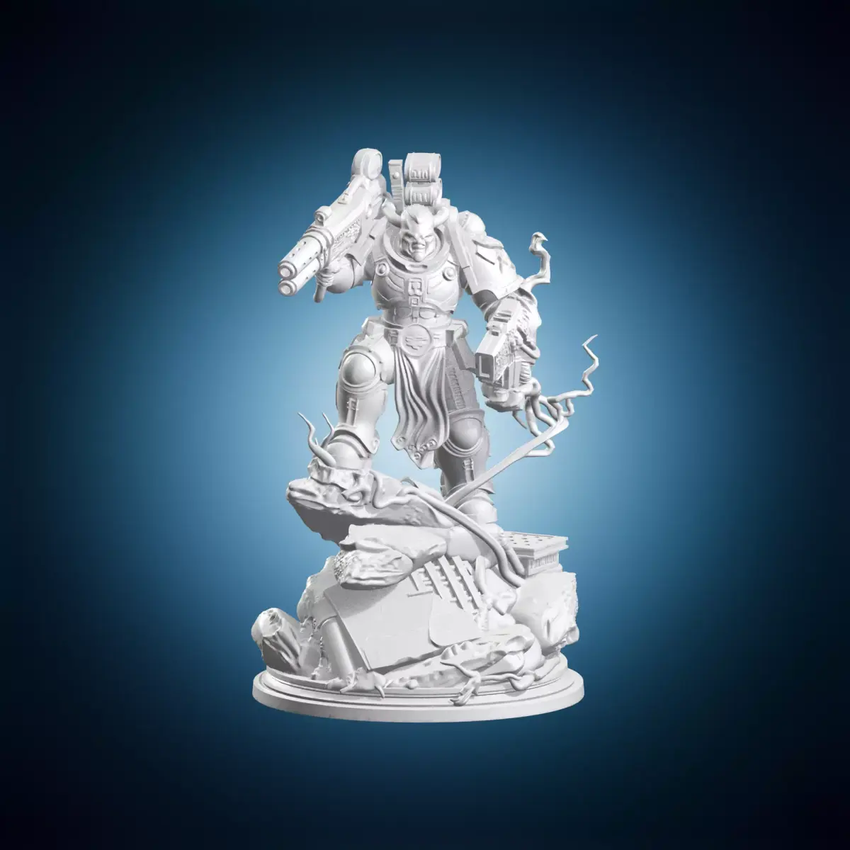 Space Marine with Heavy Bolter 3D print model