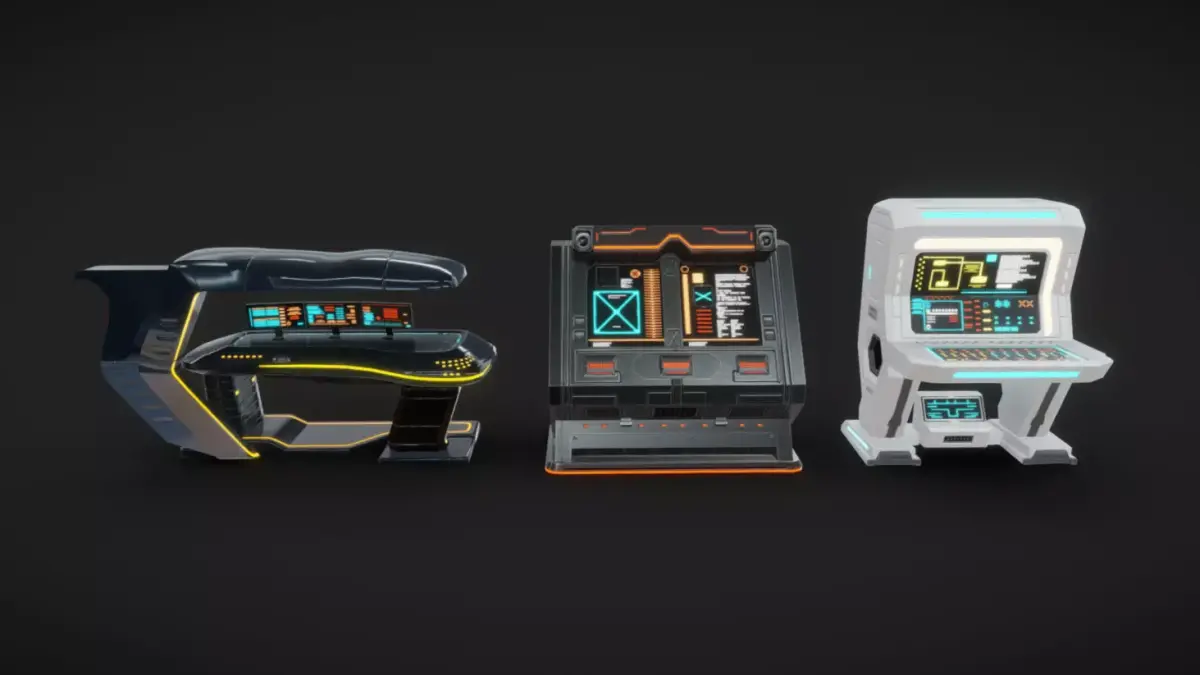 SciFi Terminals 21 Low-poly 3D model