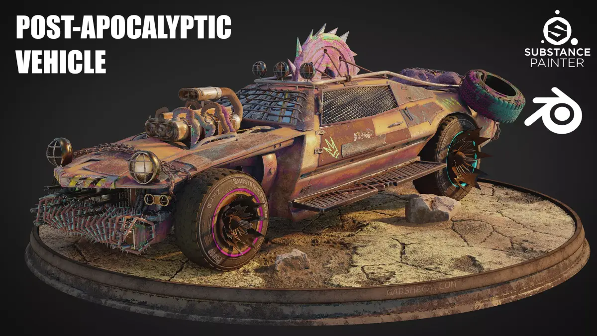 Post Apocalyptic Vehicle Blender Scene 3D model
