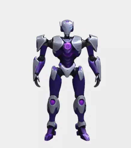 Futuristic Purple Silver Robot Character Low-poly 3D model
