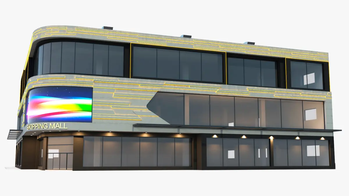 Commercial Shopping Center Night 3D model