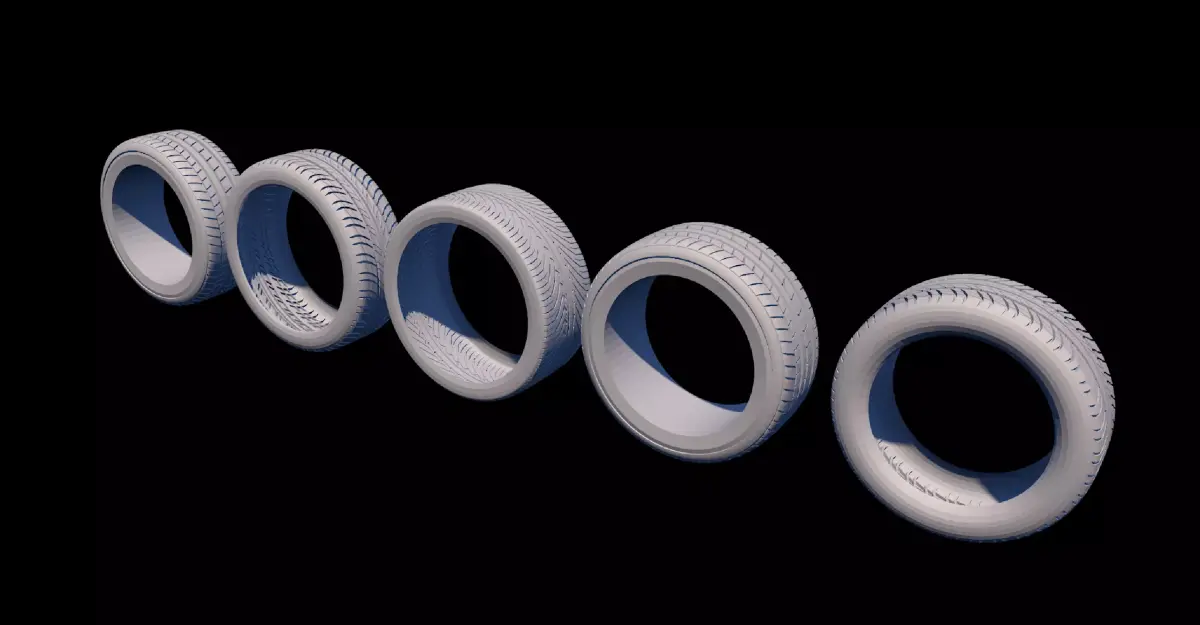 c4d Car tire Industrial model 5pack  blender Rubber Low-poly 3D model