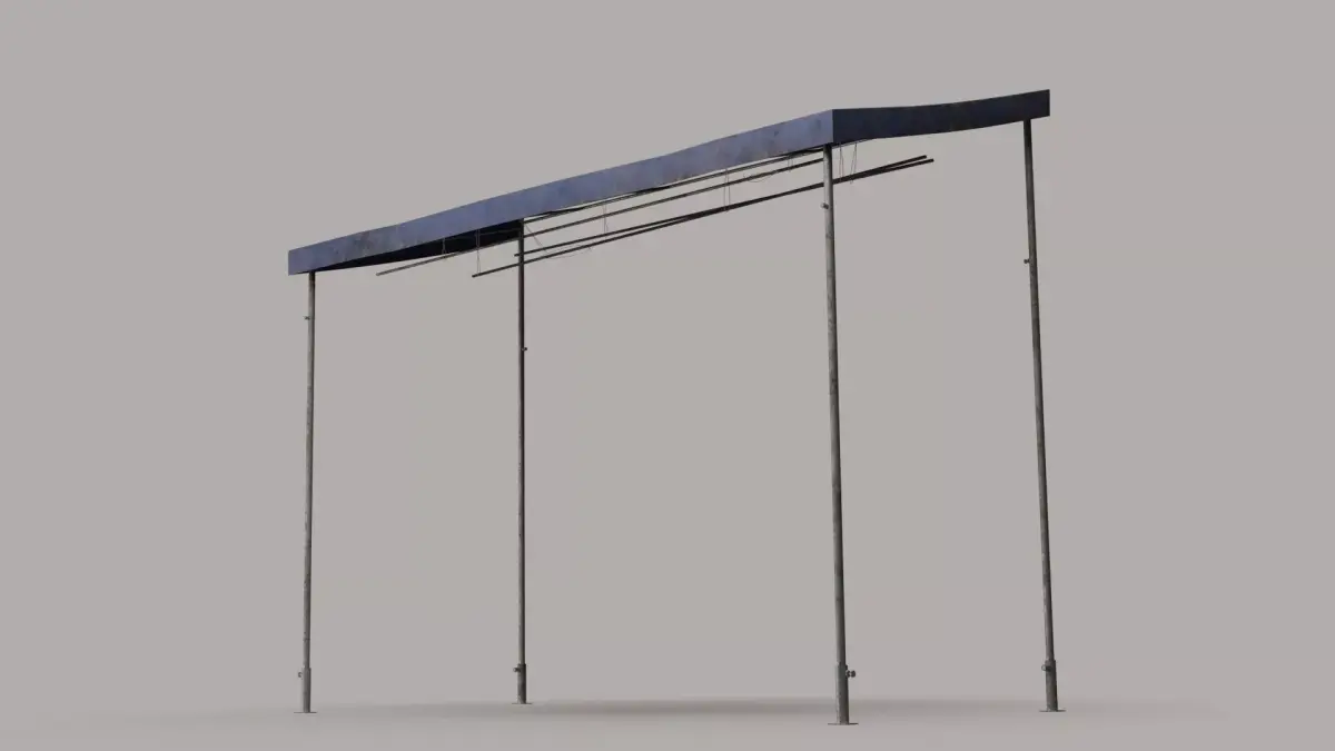 Metal Awning Outdoor Courtyard Side Canopy Structure 3D model