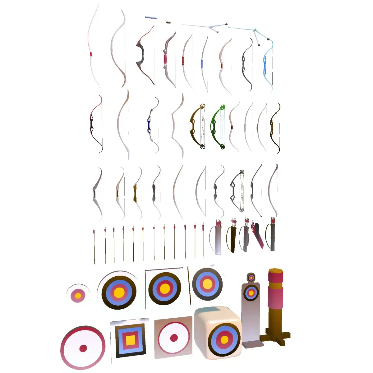 Archery Tips Asset Pack Low-poly 3D model