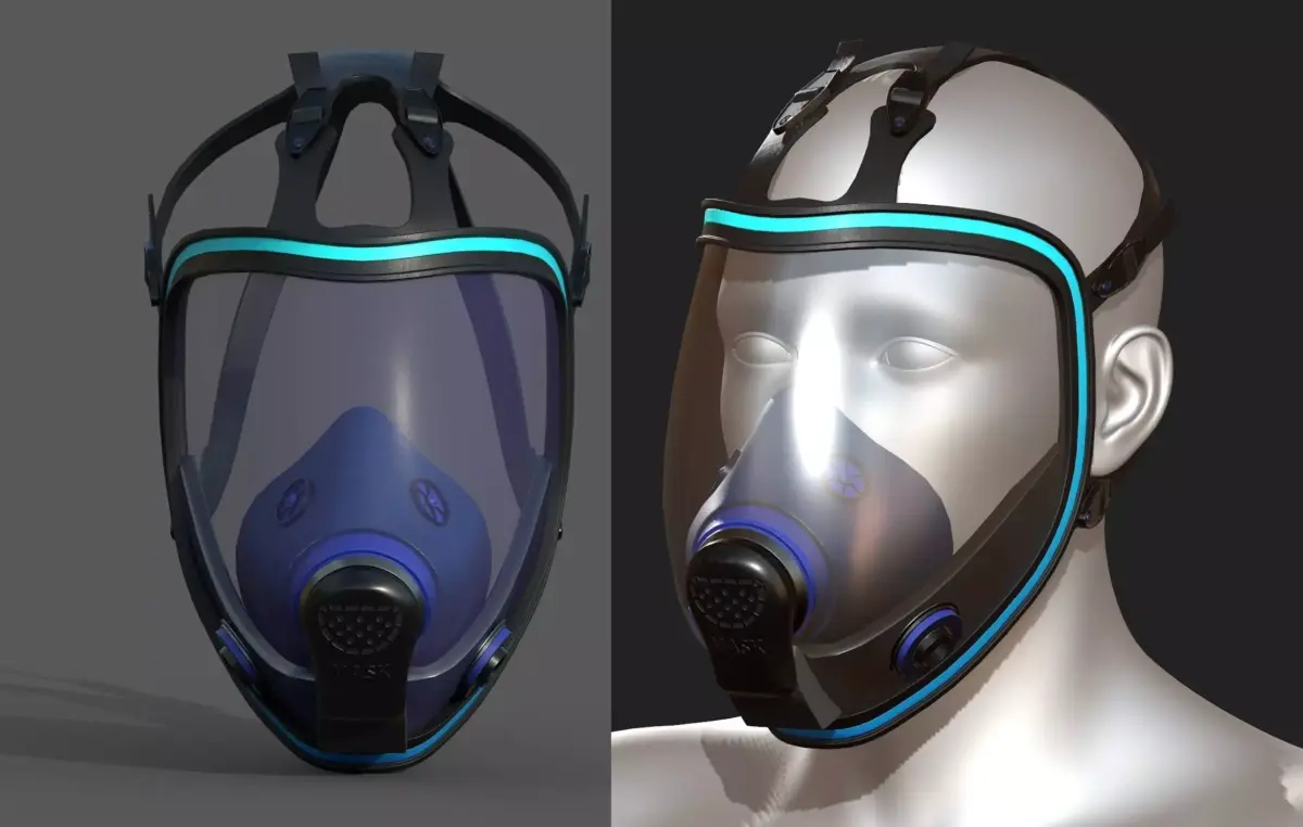 Gas mask helmet 3d model military combat  Low-poly 3D model 5
