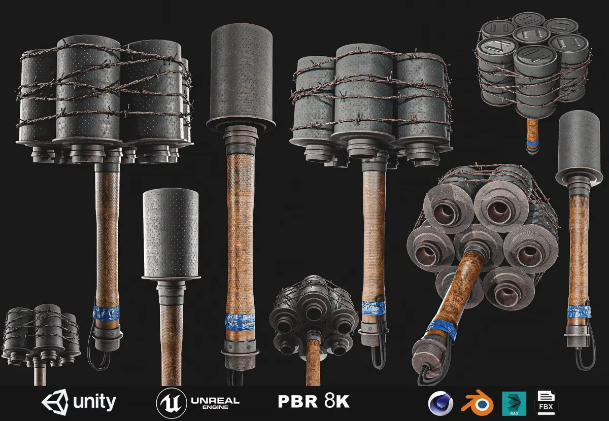 Stielhand Granate And Anti tank Low-poly 3D model
