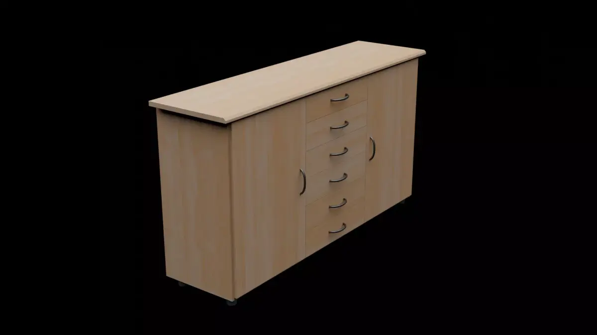 Cabinet wooden with drawers Free 3D model purchase