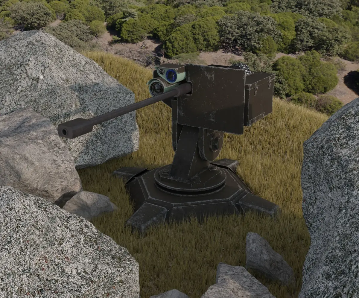 Combat automatic turret Low-poly 3D model