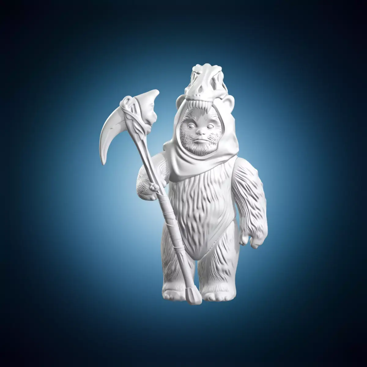 Ewok Bust with Bone Mask and Scythe 3D print model