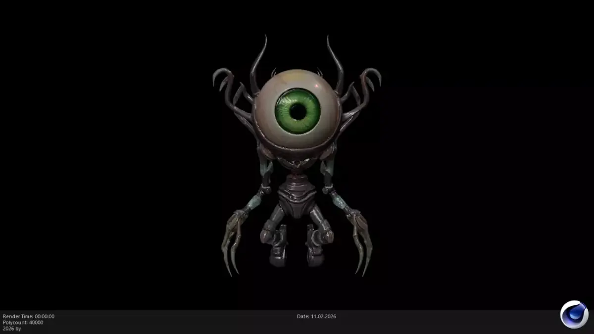 Low Poly Stylized Alien Eye Stalker - PBR Low-poly 3D model