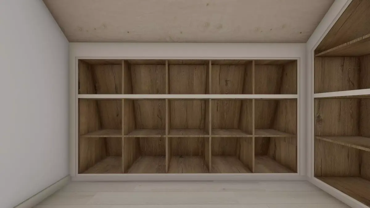 Wardrobe empty closet with wooden shelves Free 3D model