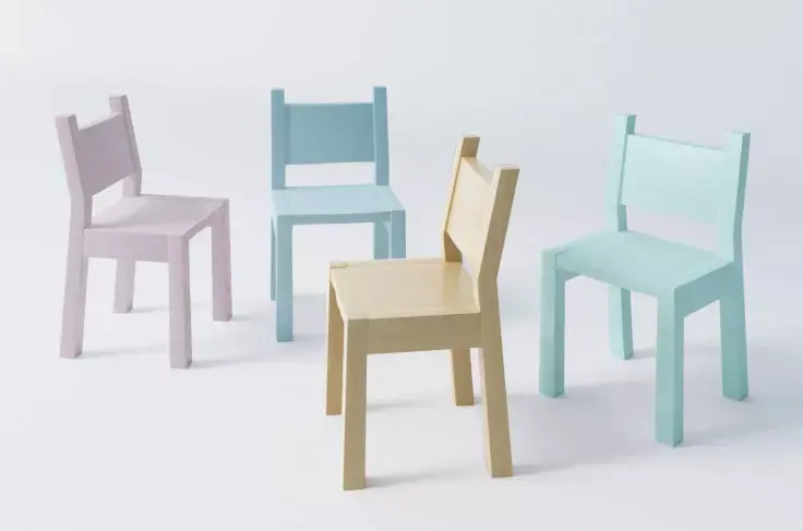 pastel simple Wood kid children chair for classroom Free 3D model